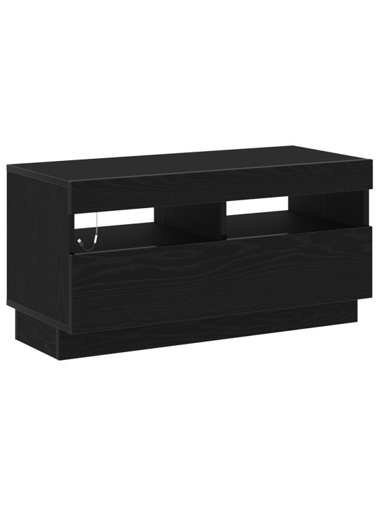 Tv skříň s led osvětlením, černý dub, 80x35x40 cm, kompozitní dřevo