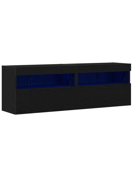 Tv stolky se světly led 2 ks černý dub 60x30x40 cm