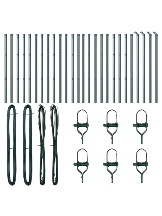 Plotové sloupky 26 ks zelené ø32 mm 120 cm pozinkovaná ocel