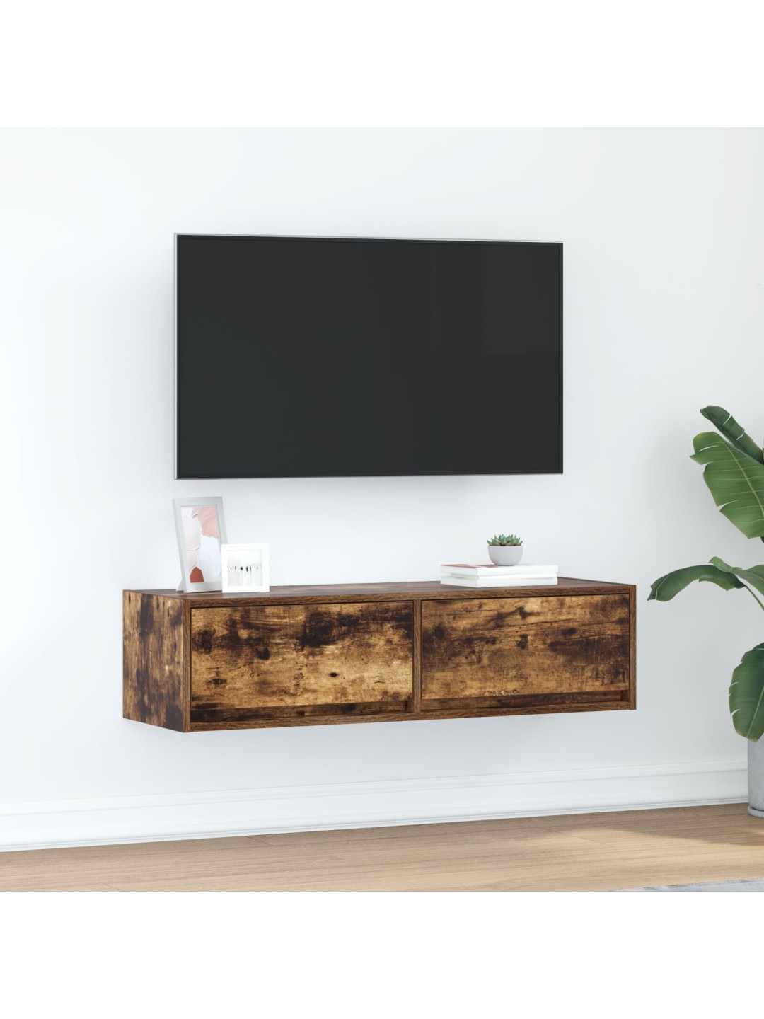 Televizní stolek z kouřového dubu 100x31x25,5 cm z inženýrského dřeva