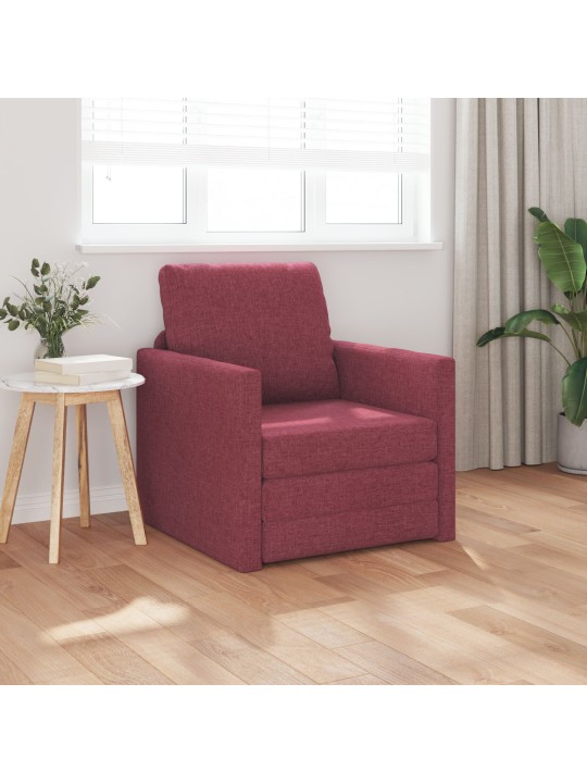 Pohovka-postel 2-v-1 vínově červená 74x77x81 cm textil