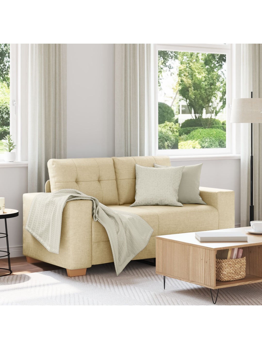 Pohovka pro dva krémová 120 cm textil
