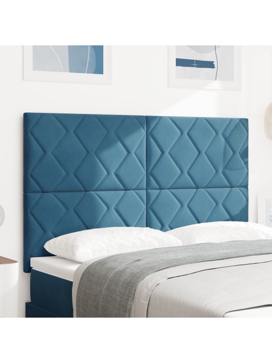 Tmavě modré čelo postele s designem diamantových bloků 140 cm
