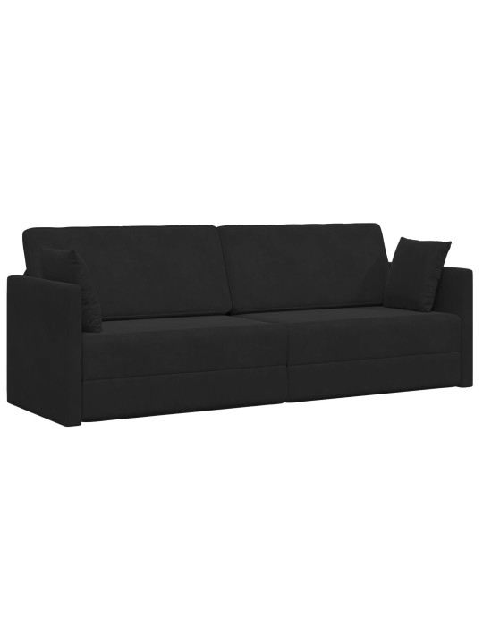 Pohovka s rozkladem 2v1 černá 213x144x60 cm velvet