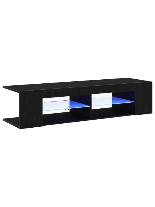 Tv skříňka s led osvětlením, černý dub, 135x39x30 cm, kompozitní dřevo