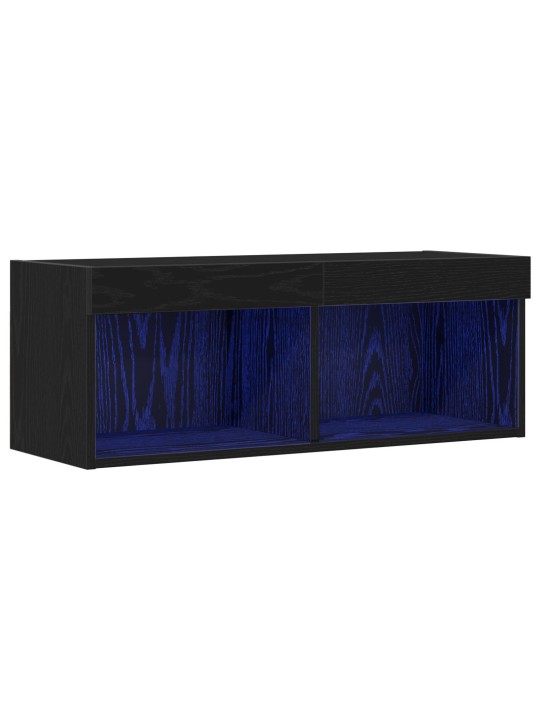 Tv skříňka se světly led černý dub 80x30x30 cm