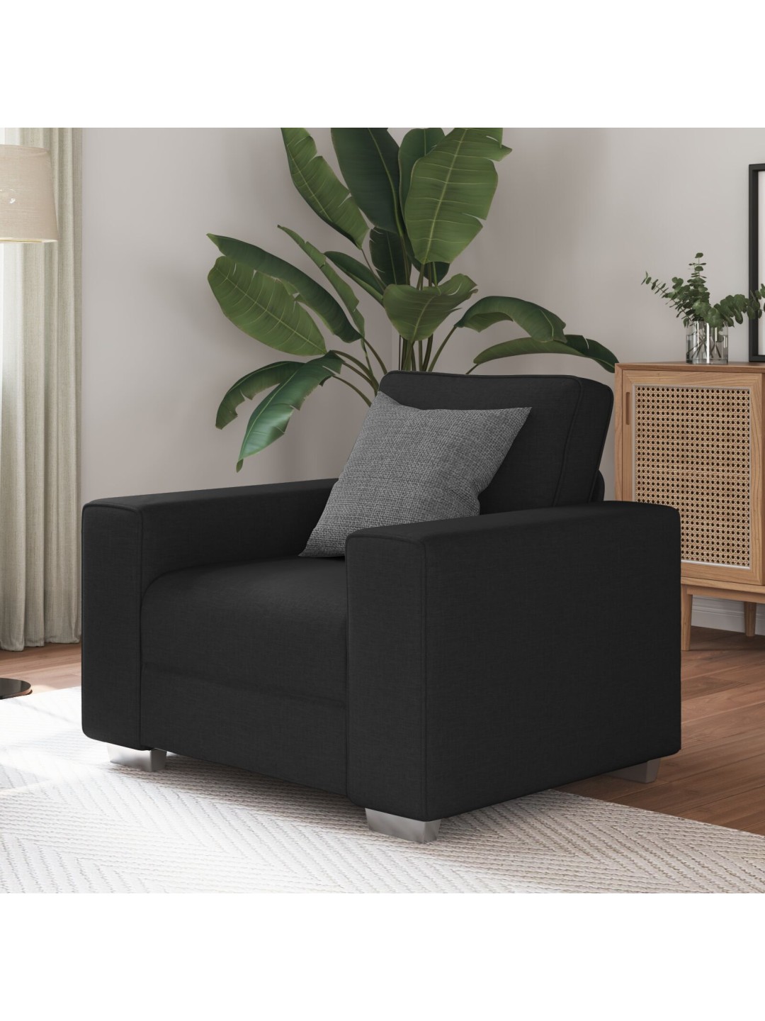 Křeslo černé 59 cm textil