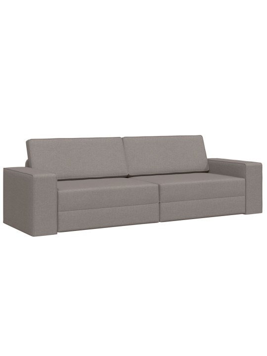 Podlahová pohovka s postelí 2-v-1 taupe 245x150x60.5 cm tkanina
