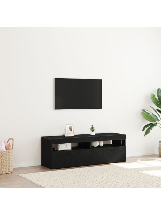 Televizní stolky s led osvětlením 2 ks černý dub 60x35x40 cm zpracované dřevo