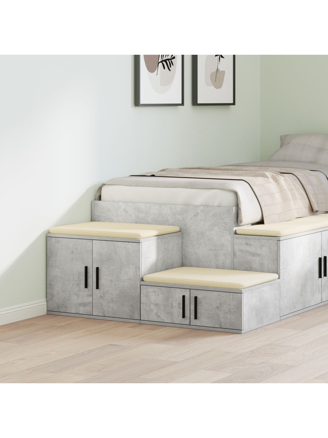 Šedá skříň z betonu 103x41x40 cm zpracované dřevo