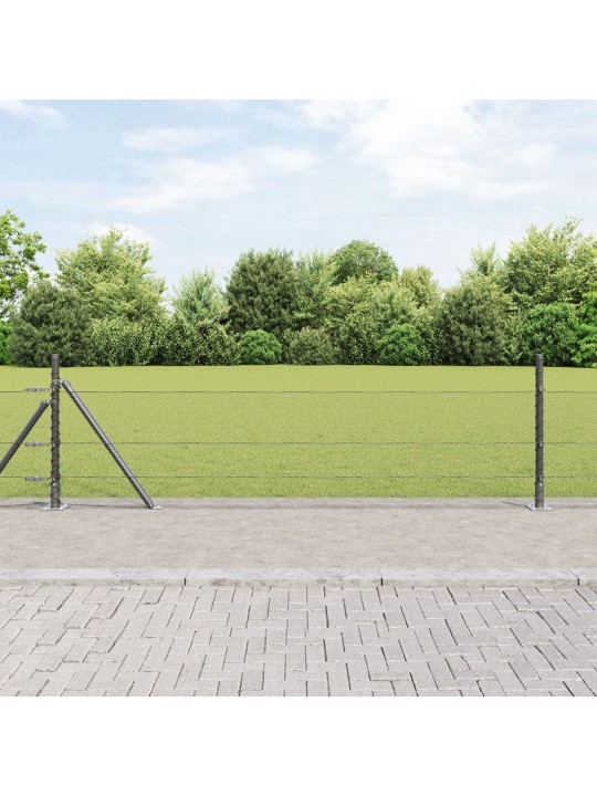 Hexagonální oplocení šedá 0.5x10 m ocel, oplocovací sloupky se základovkami 7 ks ø32mm 70cm pozinkovaná ocel