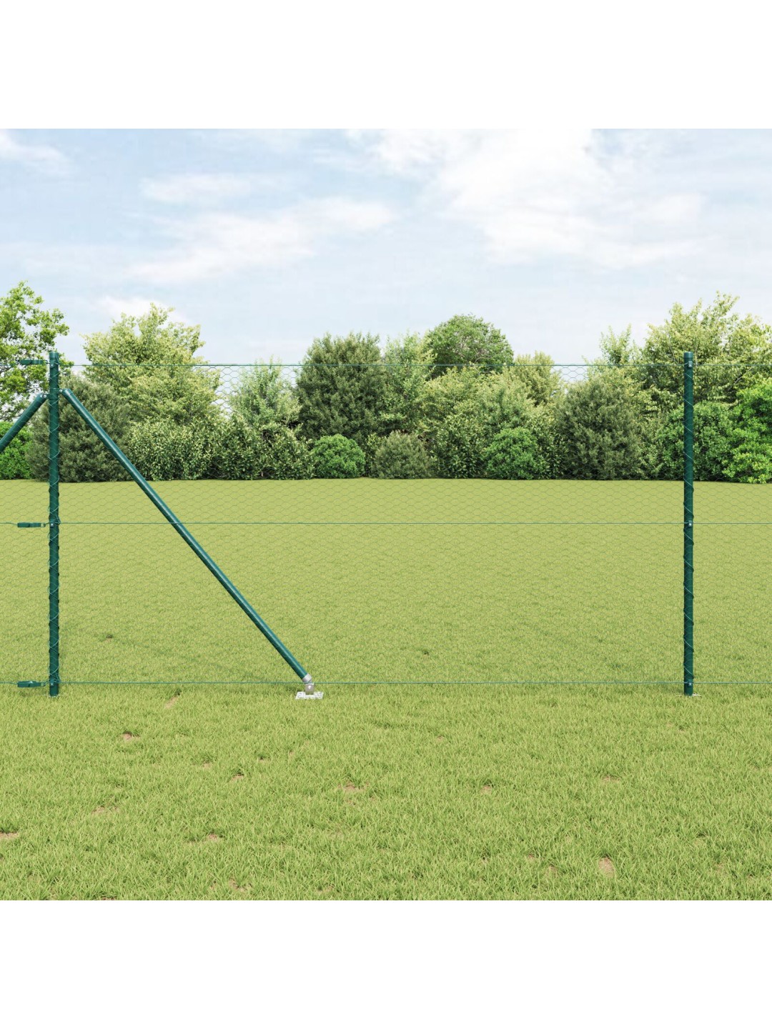Zelený hexagonální plot 1x50 m ocel, plotové sloupky se špicí 13 ks ø32 mm 120 cm galvanizovaná ocel