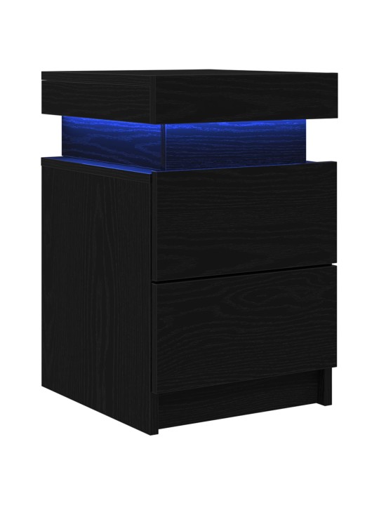 Noční stolek s led osvětlením černý dub 35x39x55 cm