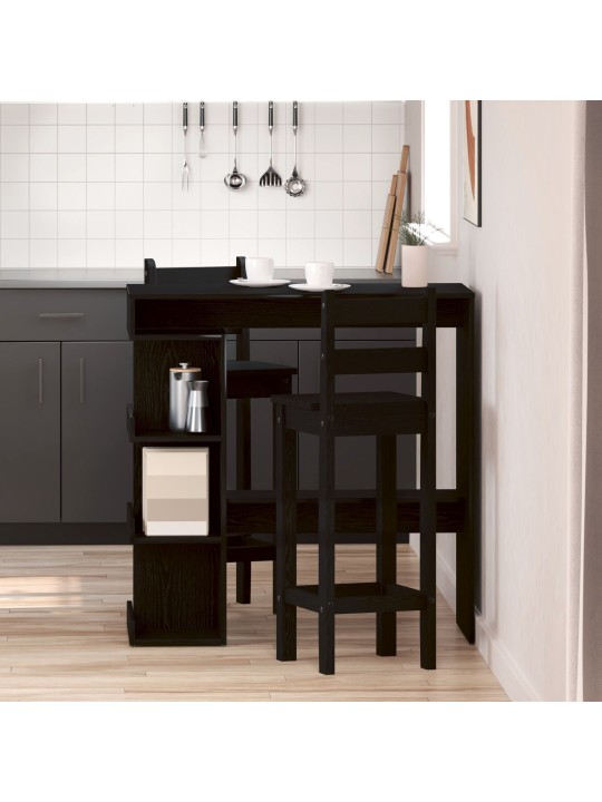 Černý dubový barový stůl s úložným prostorem, 100x50x101,5 cm