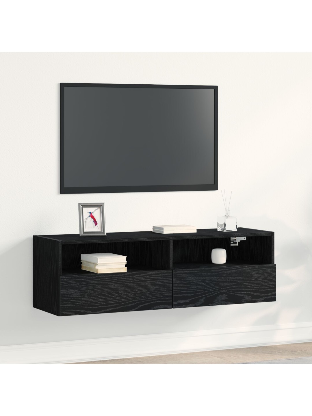Tv stěnová skříň černý dub 100x30x30 cm zpracované dřevo
