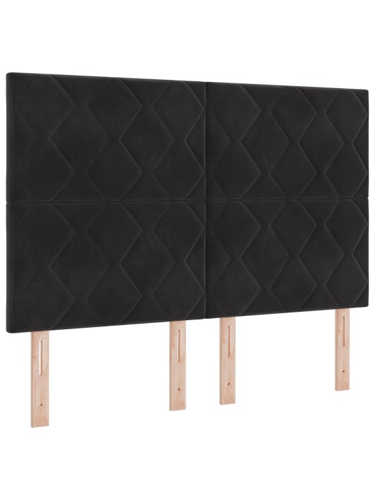 Černé čelo postele s diamantovými bloky 140 cm samet