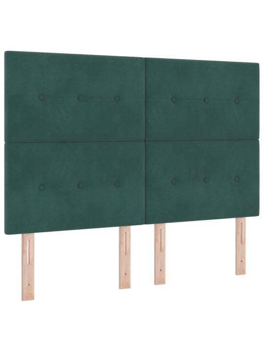 Čelo postele s knoflíky, tmavě zelené, 160 cm, sametové