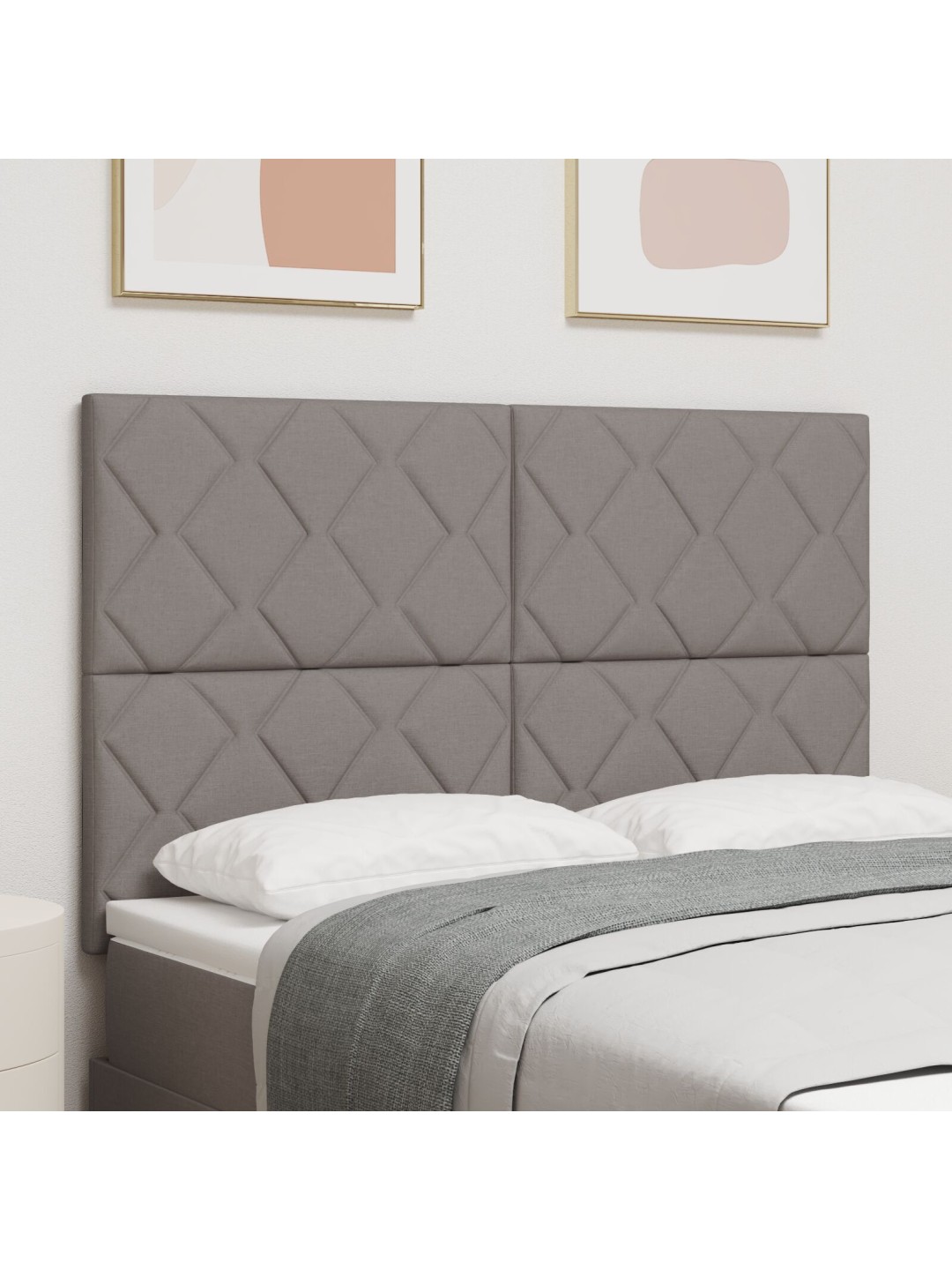 Čelo postele s diamantovými bloky v taupe, 140 cm textil
