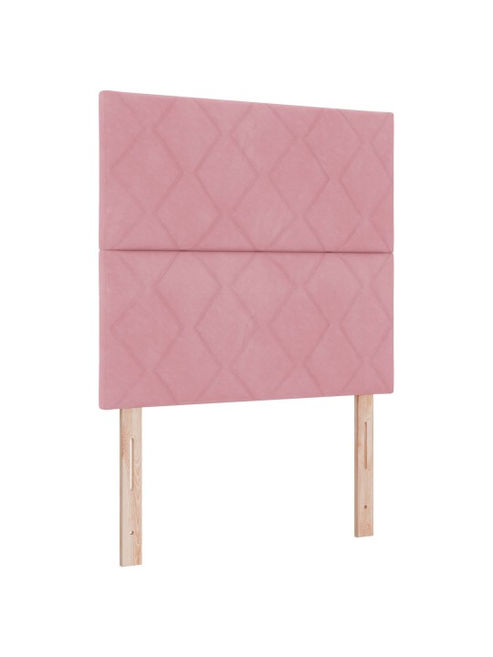Růžové sametové čelo postele s designem diamantových bloků 100 cm, růžové sametové čelo postele s designem diamantových bloků 200 cm