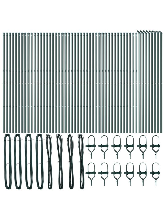 Plotové sloupky 52 ks zelené ø32 mm 170 cm pozinkovaná ocel