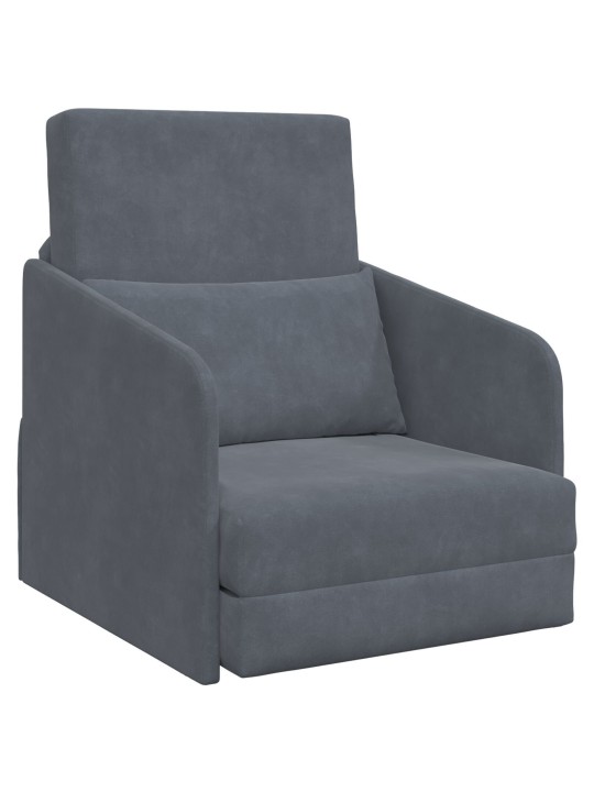 Floor sofa bed 2 v 1 tmavě šedá 65x80x83 cm velour