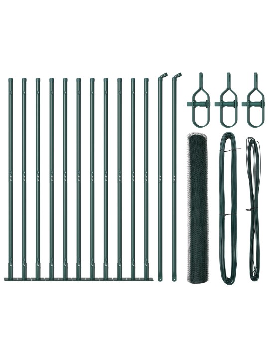Plotová sada 2 kusy zelená pozinkovaná ocel, pvc 25 x 1,2 m