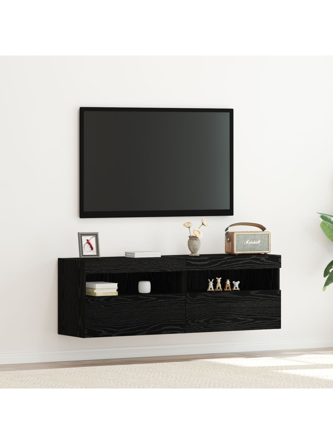 Tv stolky se světly led 2 ks černý dub 60x30x40 cm