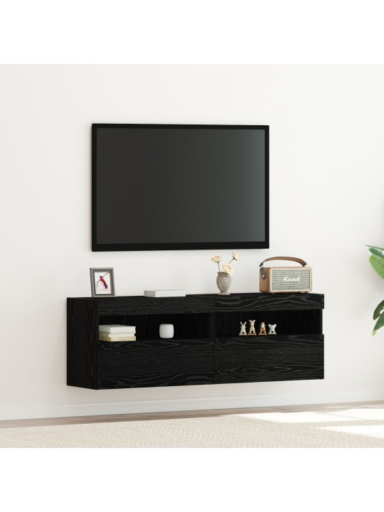 Tv stolky se světly led 2 ks černý dub 60x30x40 cm