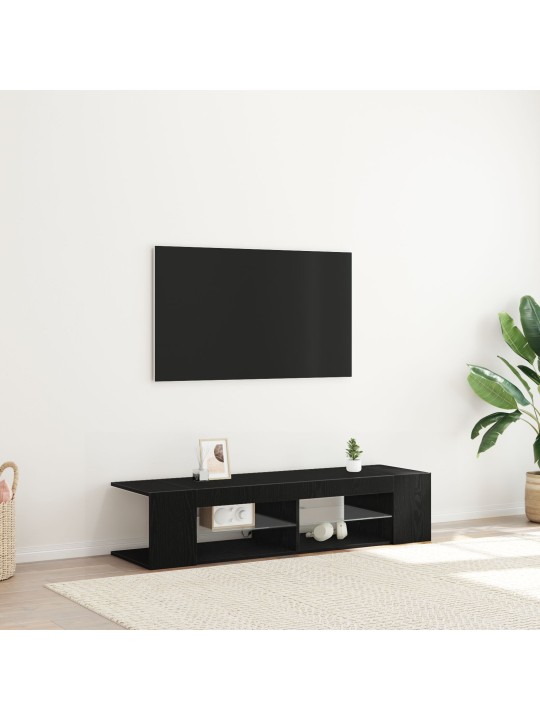 Tv skříňka s led osvětlením, černý dub, 135x39x30 cm, kompozitní dřevo