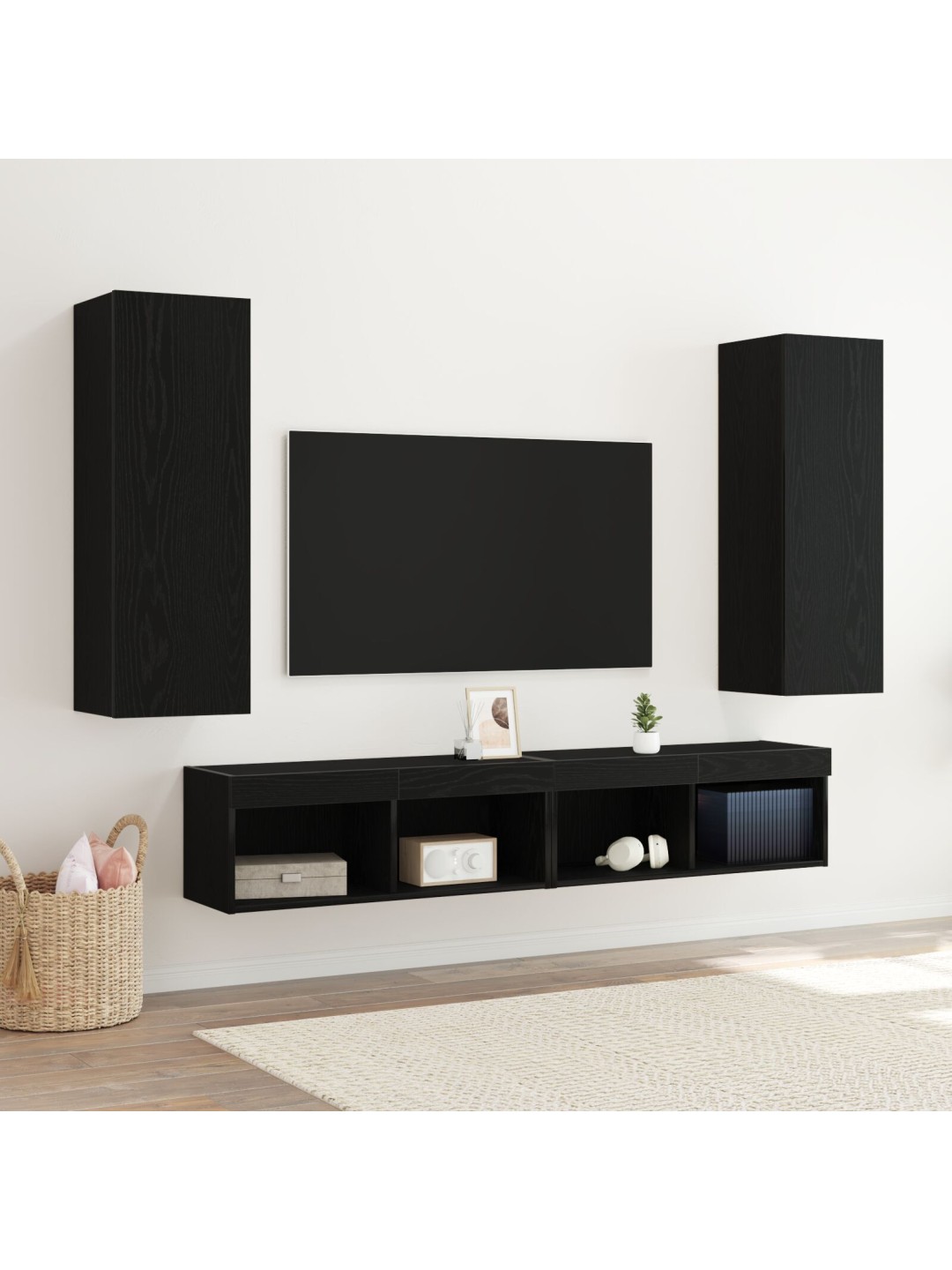 Vidaxl nástěnné tv skříně 2 ks černý dub 30,5x30x90 cm dřevotříska