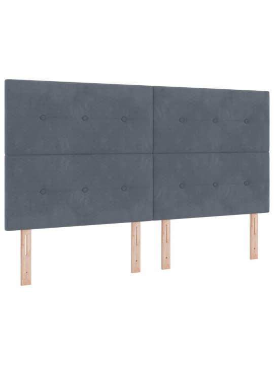 Hlava postele s knoflíky, tmavě šedá, 180 cm, samet