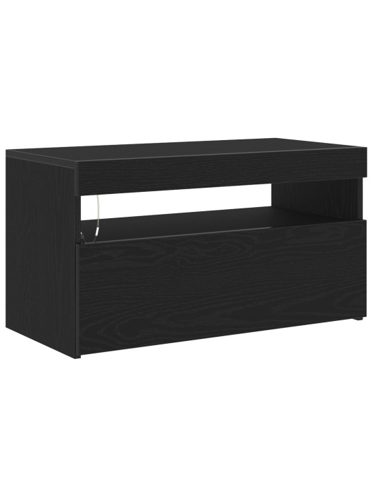 Tv skříň s led osvětlením, černý dub, 75x35x40 cm, konstrukční dřevo