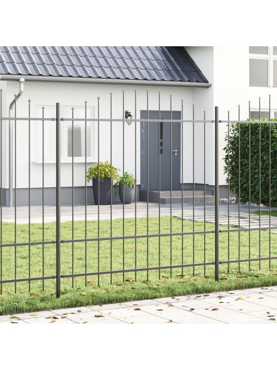 Zahradní plot s obloukovým vrcholem, šedý, 3,4x1,75 m, ocel