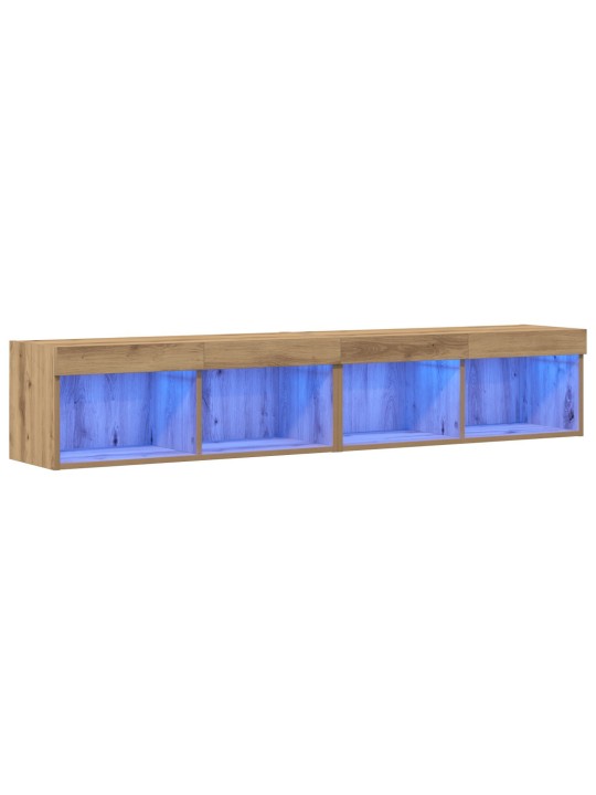 Tv nástěnné skříně s led osvětlením 2 ks artisan dub 80x30x30 cm
