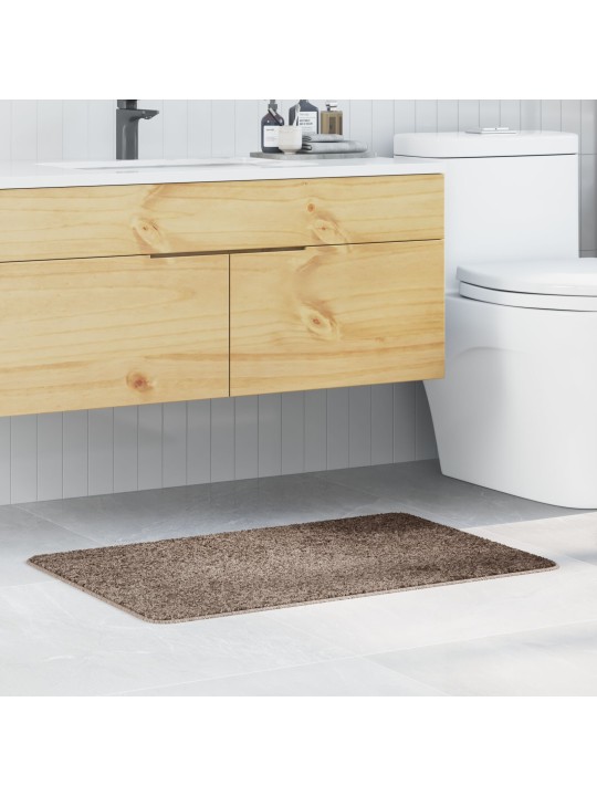 Koupelnová předložka obdélníková hnědá 60x90 cm z polypropylenu protiskluzová