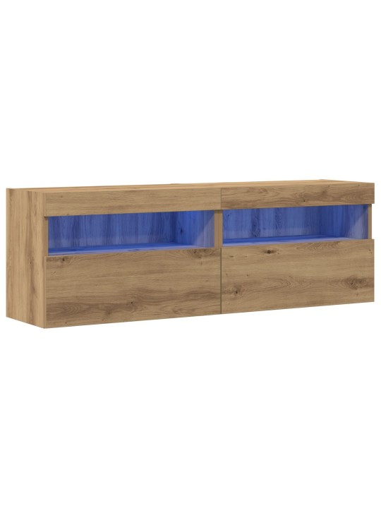 Tv nástěnné skříně s led osvětlením 2 ks artisan oak 60x30x40 cm