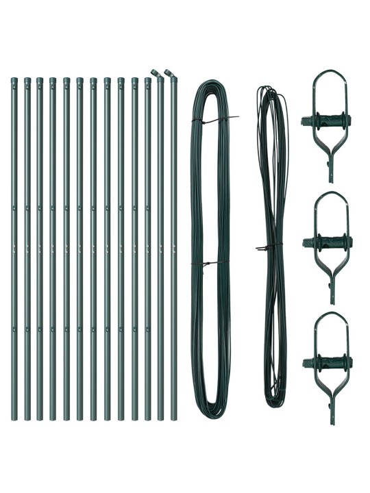 Sloupky plotu 13 ks zelená ø32 mm 150 cm galvanizovaná ocel