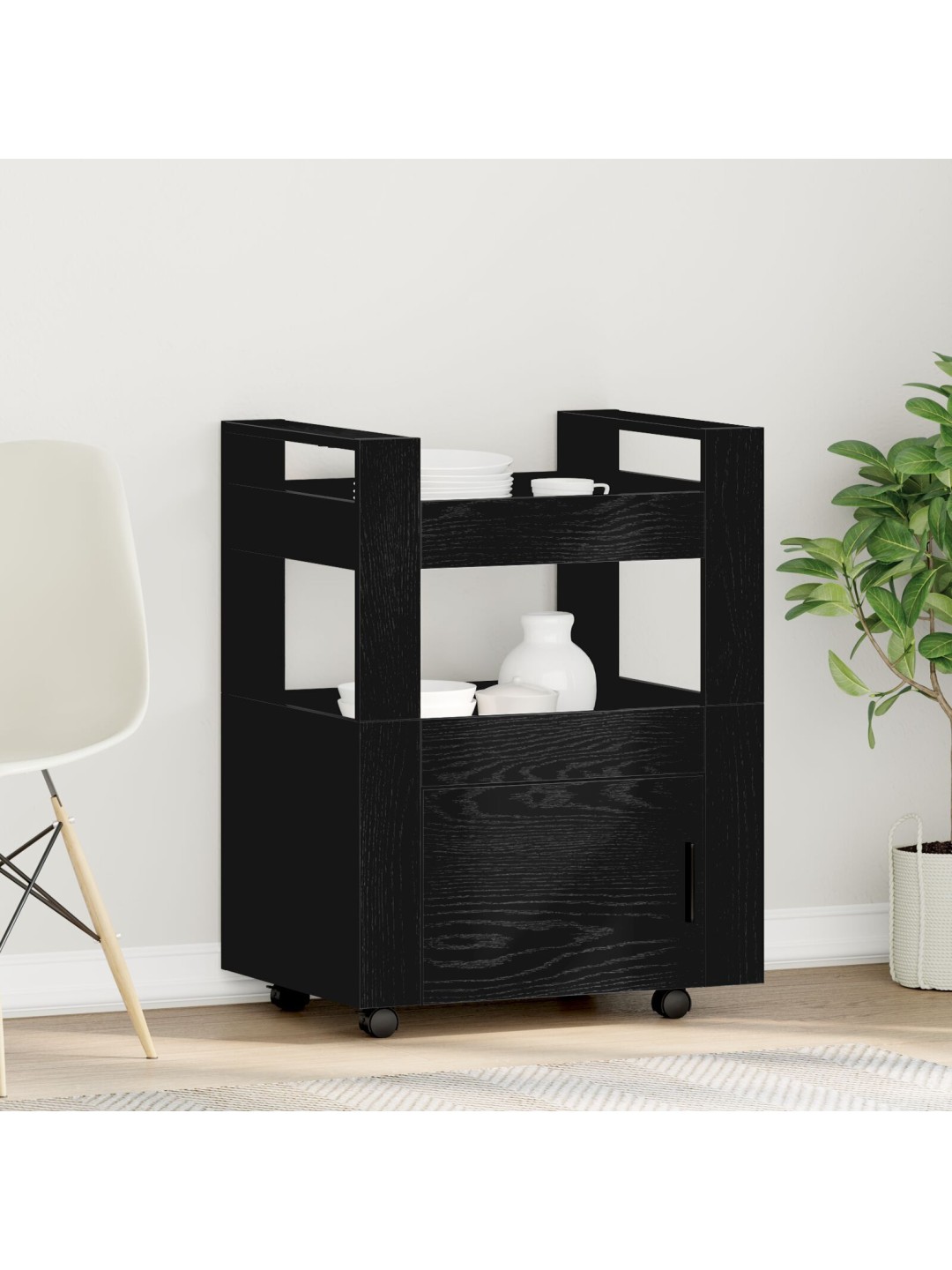 Kuchyňský vozík černý dub 60x45x80 cm z inženýrských dřevin
