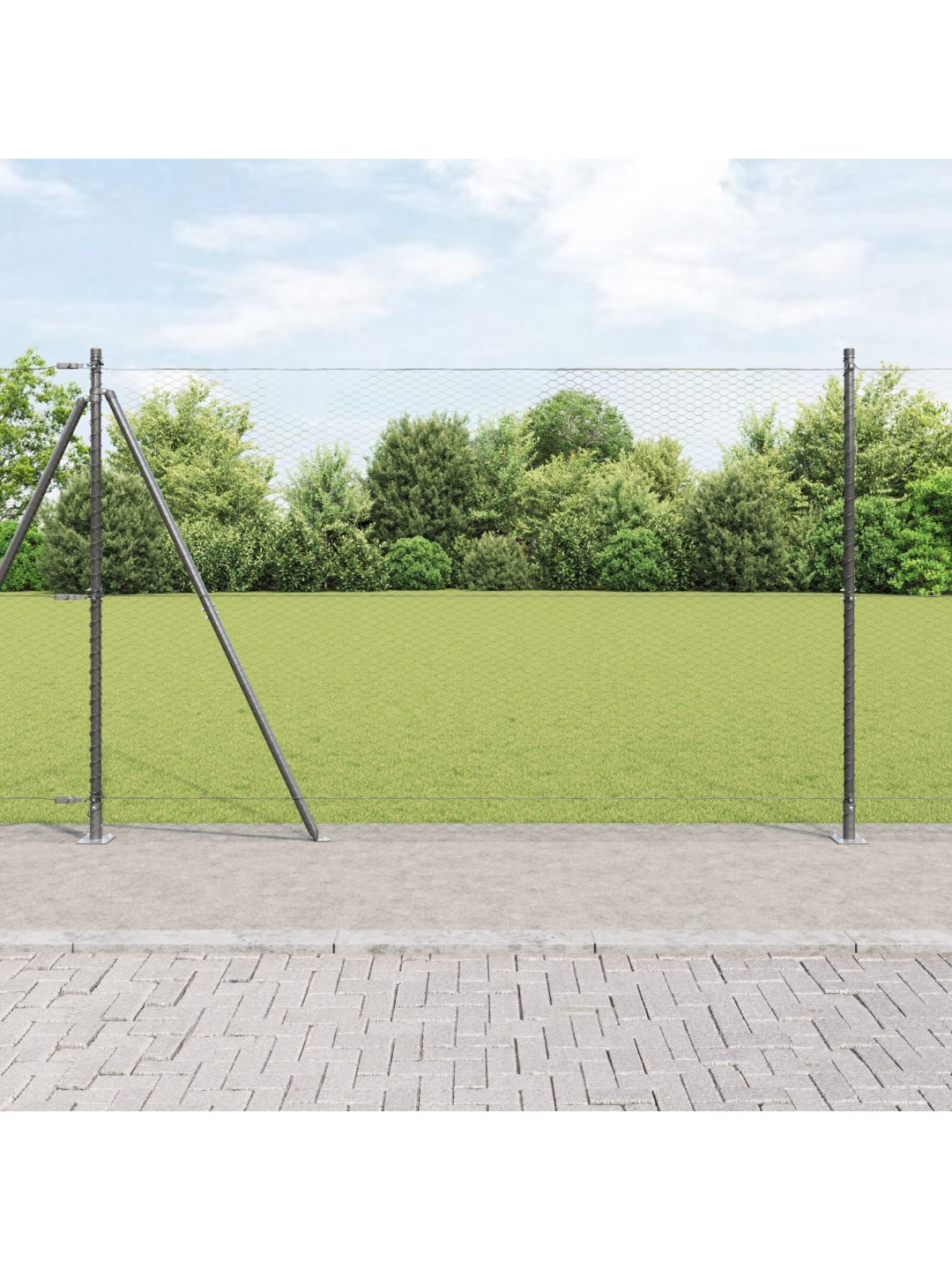 Plotová sada sada 2 šedá kov 25 x 1,5 m odolná