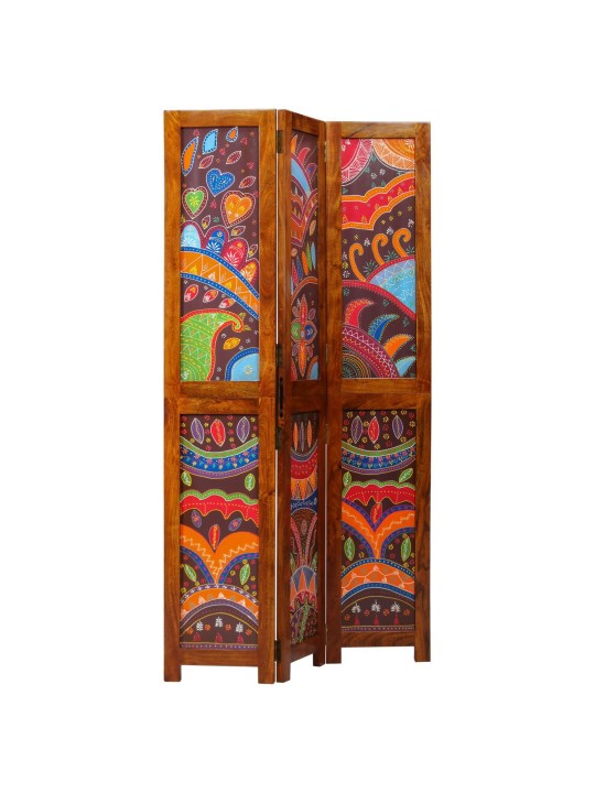 Příčka do pokoje 3 panely hnědá 35x1.5x160 cm masivní dřevo akácie