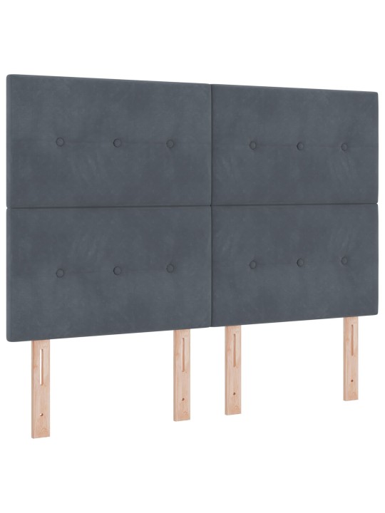 Čelo postele s knoflíky, tmavě šedé, 160 cm, samet