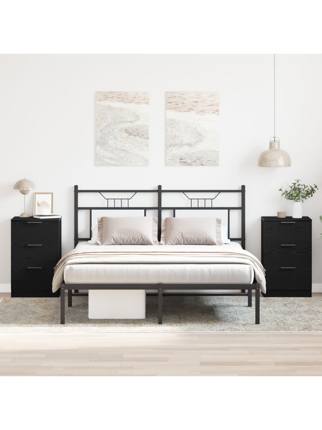 Noční stolky 2 kusy černý dub 40x65x65 cm vyrobeno z inženýrského dřeva