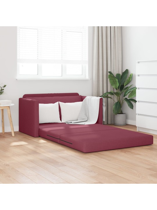 Pohovka 2 v 1 vínová 124x71x78 cm textil