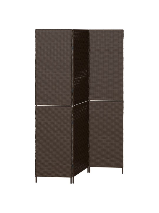 Dělící stěna 3 panely skládací hnědá 146x180 cm poly ratan