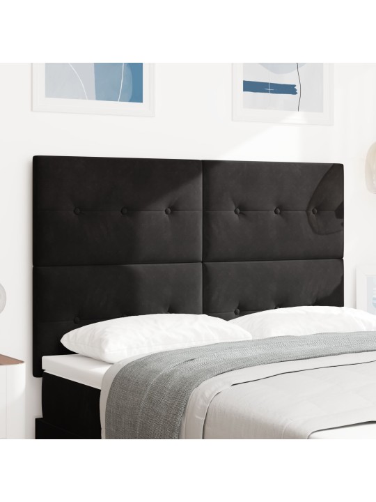 Čelo postele s knoflíkovým prošíváním černé 160 cm samet