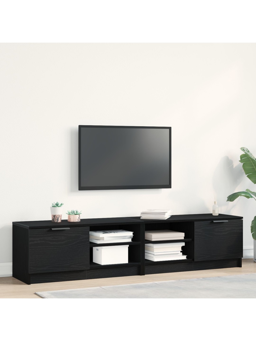 Tv skříň 2 ks černý dub 80x35x36,5 cm kompozitní dřevo