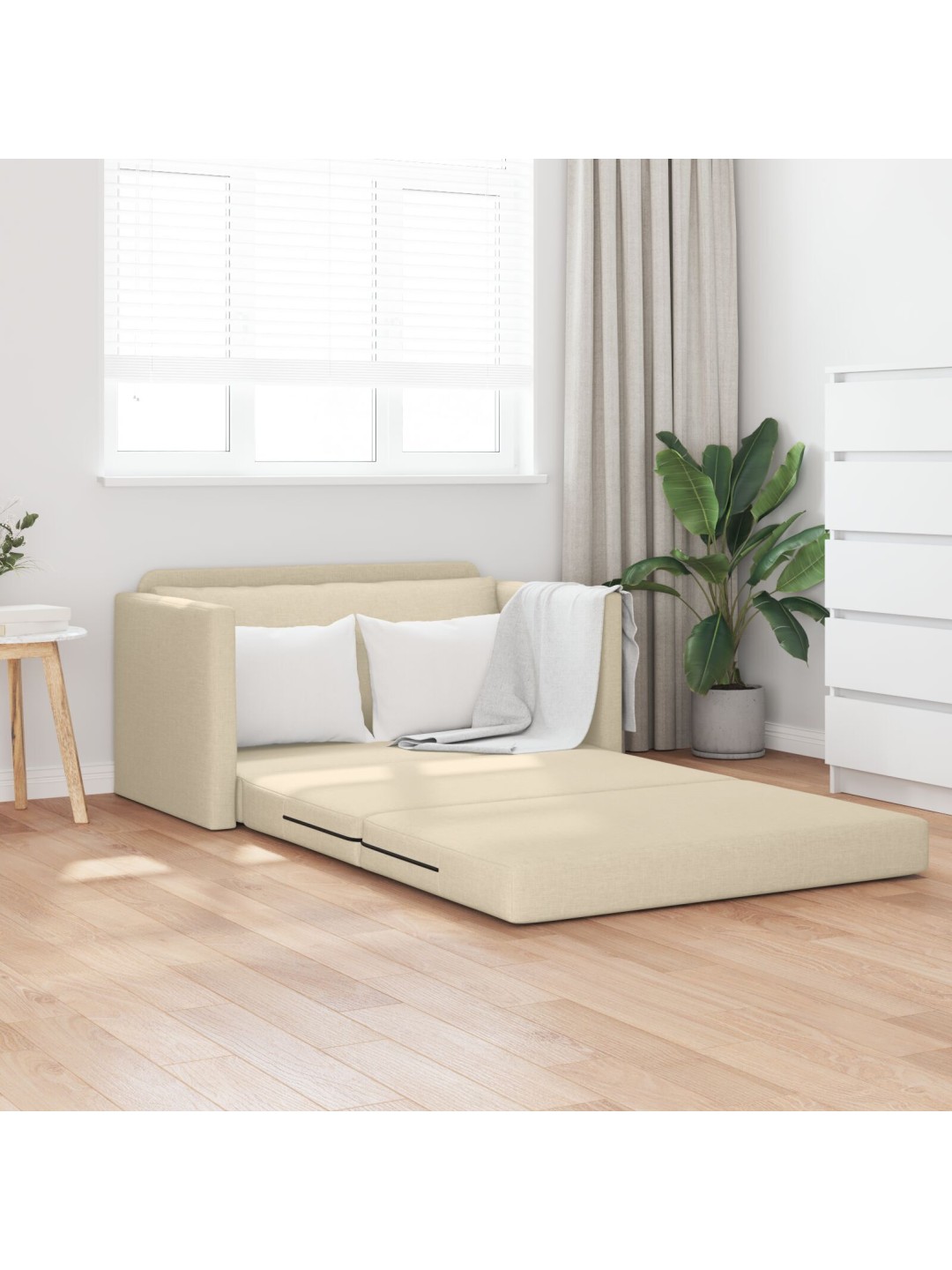 Pohovka floor sofa bed 2 v 1 krémová 124x71x78 cm tkanina