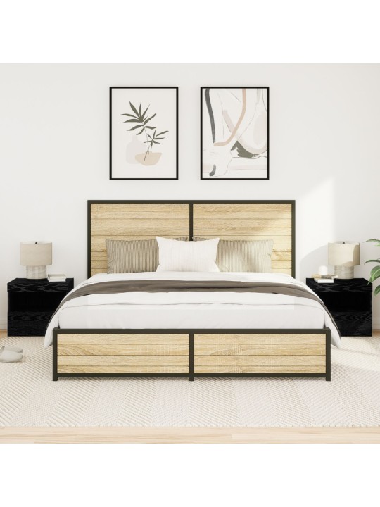 Noční stolky s led osvětlením 2 ks černý dub 50x40x45 cm