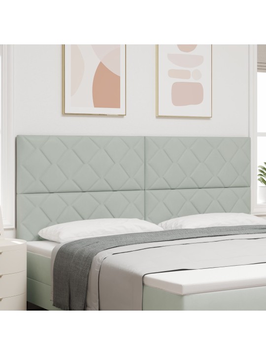 Čelo postele s diamantovým blokovým designem světle šedé 200 cm samet