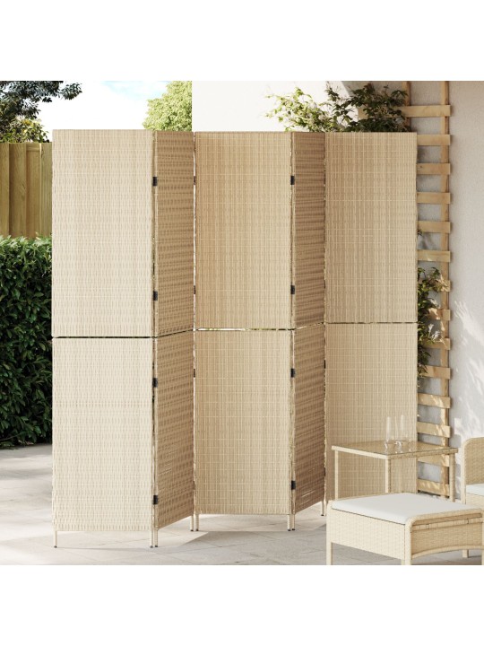 Předělovací stěna 5 panelů skládací béžová 245x180 cm poly rattan